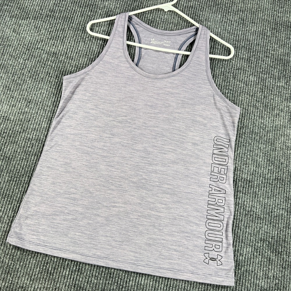 Under Armour Tank Top Womens Large Purple Sleeveless Loose Fit Heat‎ Gear Gym